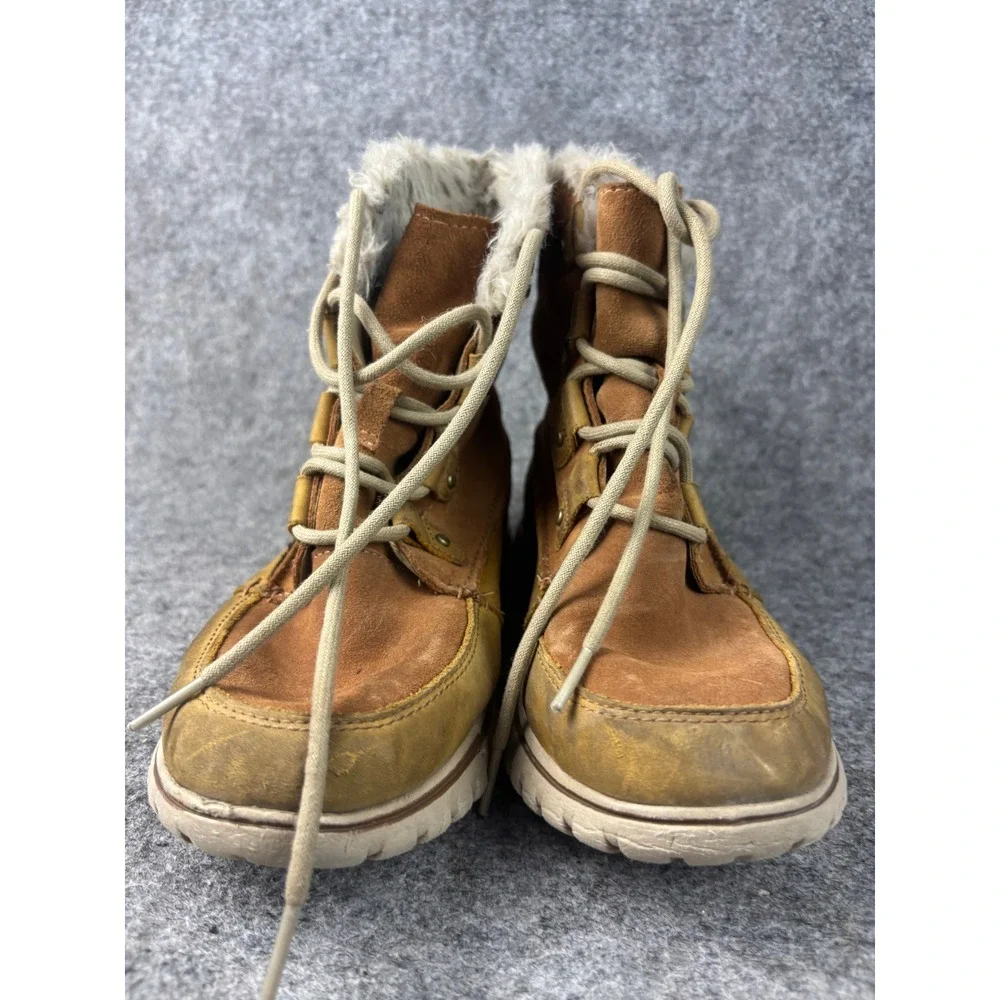 Sorel Explorer Joan Winter Boots Womens 9 Tan Waterproof Faux Fur NL2745-286